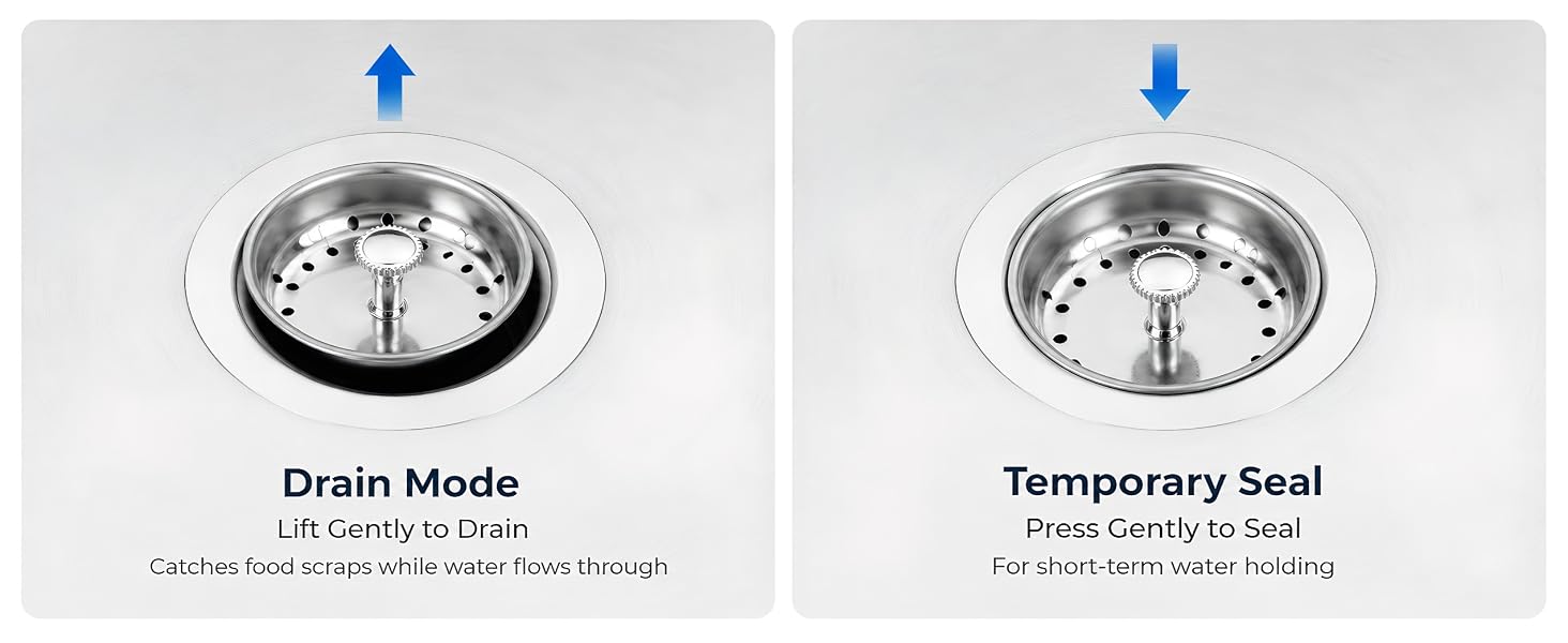 Kingrol 4 Pack Kitchen Sink Strainers with Rubber Stoppers Stainless Steel Drain Basket Replacement