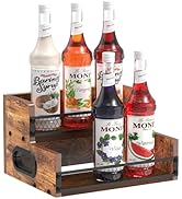 Liquor Bottle Display Shelf, Coffee Syrup Rack Organizer, 2 Step Countertop Liquor Wine Rack, 6 B...