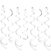 24 PCS Iridescent Hanging Swirl, Shinny Holographic Ceiling Decorations, Plastic Streamer Party D...