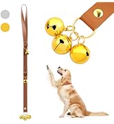 Luckyiren Brown Leather Hanging Door Bells for Dog Training Tools to Go Outside Dog Accessories t...