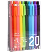 Kaco PURE Colored Gel Pens 0.5mm 20 Pieces Set Colorful Multi-color Ink Fine Point Comfort Grip Q...
