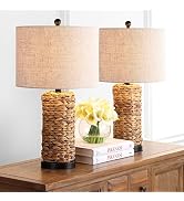 JONATHAN Y JYL6502A-SET2 Elicia 25" Sea Grass LED Lamp Coastal for Bedroom, Living Room, Office, ...