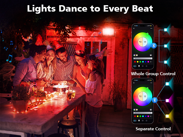 T-SUN 30W RGBCW LED Flood Lights Bluetooh and Remote-light dance to every beat-m