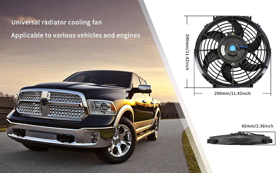 Universal Slim Fan Push Pull Electric Radiator 12V 80W High Performance Cooling Fan Mount Kit