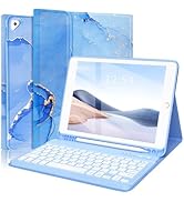 FUWANG Keyboard Case for iPad 9th Generation 10.2 inch 2021 - Detachable 7 Colors Backlit Stand F...