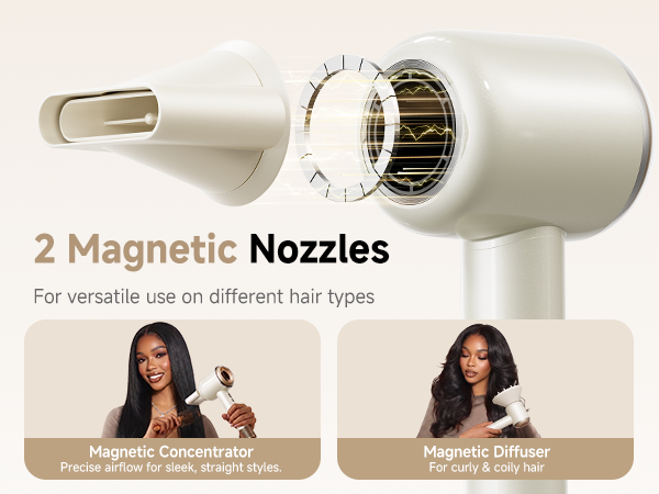 hair dryer with 2 Magnetic Nozzles