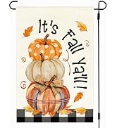 RABUSOFA Fall Polka Dot Pumpkin Garden Flag 12x18 Inch Double Sided Outside,It's Fall Y'all Maple...