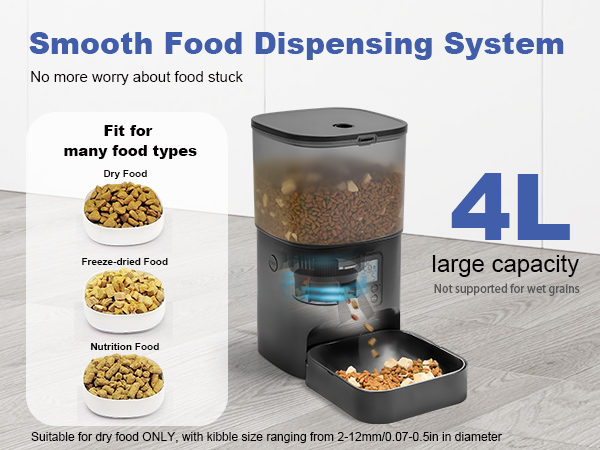 automatic cat feeder with smooth food dispensing system