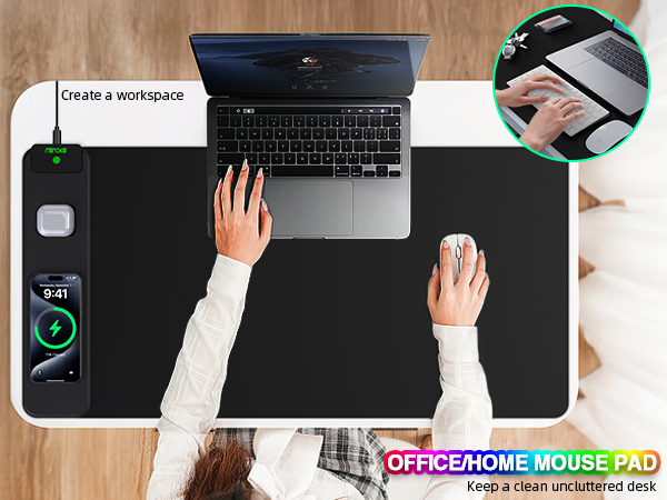 magnetic wireless charging mouse pad for desk