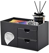 RHCSZ Square Tissue Box Cover with Drawers,Tissue Box Holder with Storage Tray,? Makeup Organizer...