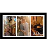 8x16 Collage Picture Frame with Mat, Display 3 Pcs 4x6 Photos or 8x16 Picture, Three Opening 4x6 ...