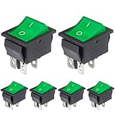VEXUNGA 6pcs KCD4 Lighted Rocker Switch 20A 125V AC 16A 250V Green Light Illuminated Mini Boat Ro...