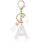ANHBKAR Alphabet Initial Letter Keychain Cute Heart Resin - Letter Keychain for Backpack Charms -...