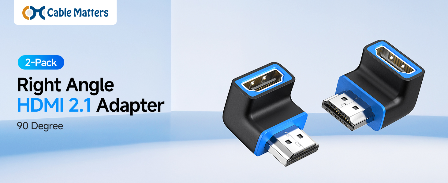 Combo-Pack 8K Flat Right Angle HDMI 2.1 Adapter with HDR, Supports 8K@60Hz / 4K@240Hz