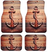 Vintage Wooden Anchor Pattern with high Absorbency car Brown mats. Non-Slip Feature Car Floor Mat...