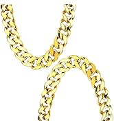 Hip Hop Chunky Gold Chain 2 Pack,32 Inch Plastic Gold Necklace 80s 90s Punk Turnover Necklace Men...