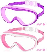 COOLOO Kids Swim Goggles for Age 3-15, 2 Pack Kids Goggles for Swimming with Nose Cover, No Leaki...