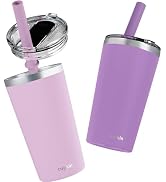 CUPKIN Toddler Tumblers, The Original 12 oz Stackable Stainless Steel Cups, Set of 2 Powder Coate...