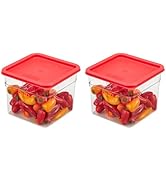 Cambro 6 QT (Quart) Square Food Storage Container with Red Lid (2 Pack) - Classic Series (Clear)