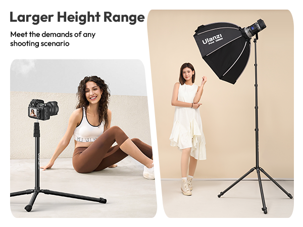 light stand height adjustable from 2ft to 8.85ft