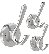 TOFIIGREM Brushed Nickel Robe Hooks Towel Hooks, 3 Pack Coat Hook Heavy Duty Mudroom Hook Double ...