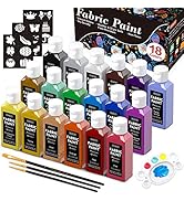 Fabric Paint, Shuttle Art 18 Colors Permanent Soft Fabric Paint in Bottles (60ml/2oz) with Brushe...