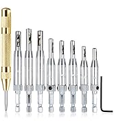 AFUNTA 8 pcs Center Drill Bit Sets with Automatic Center Punch, Self Centering Hinge Tapper Core ...