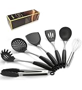 Premium Black Silicone Cooking Utensils Set - Non-Toxic, Heat Resistant& Non-Stick Kitchen Utensi...