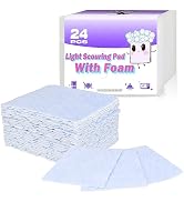 24 Pack Light Scouring Pad with Foam, Triple Cleaning Scrub Pad Singles Heavy Duty Household, Non...