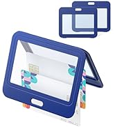 Uniclife ID Badge Holder with Double-Sided Windows Horizontal Hard Plastic Case Blue Card Protect...