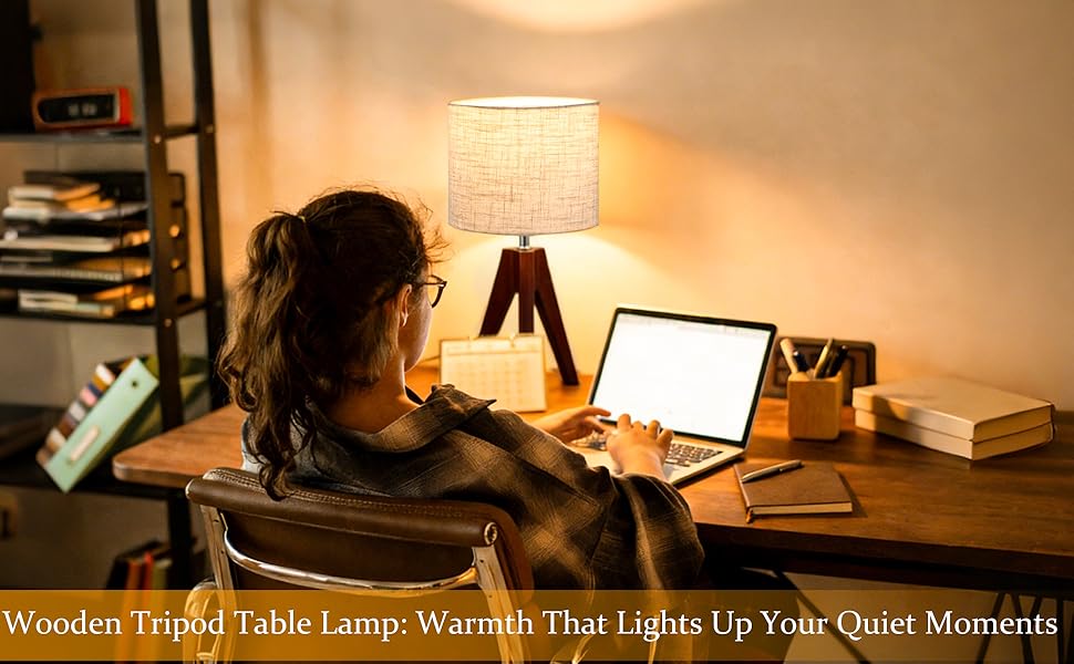 Wooden Tripod Table Lamp