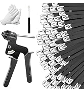 300 PCS 11.8 Inch Black Galvanized Steel Cable Ties Kit with Cable Tie Gun, Screwdriver and Prote...