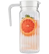 Acrylic Pitcher, 800ml/28oz Acrylic Transparent Juice Bottle Striped Water Ice Cold Juice Jug wit...