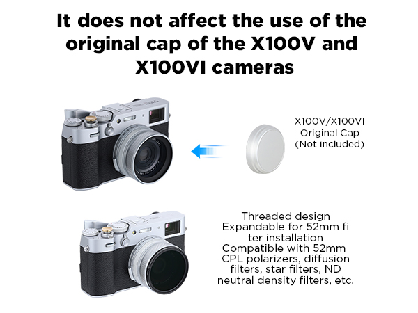 Haoge Metal Lens Hood MC UV Protection Multicoated Ultraviolet Lens Filter Fujifilm X100VI X100V