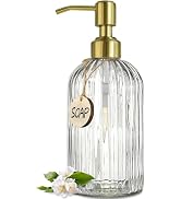 JASAI 18Oz Glass Soap Dispenser with Golden Pump for Kitchen,Refillable Liquid Hand soap Dispense...