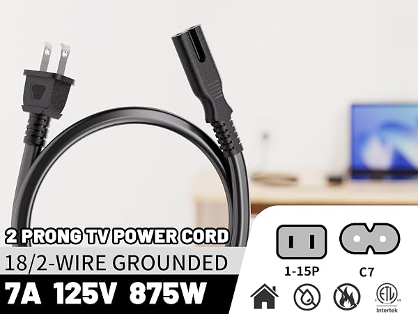 2 prong tv power cord