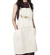 conda 100% Cotton Canvas Professional Bib Apron With 3 Pockets for Women Men Adults,Waterproof,Na...