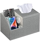 Square Multi-Functional Tissue Box Cover with Storage and Remote Control Holder - Cube Tissue Box...