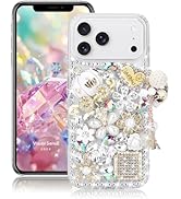 Guppy for iPhone 17 Pro Max Bling Diamond Case, 3D Luxury Sparkle Glitter Rhinestone Gemstone Flo...