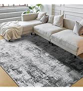 ULTSOFE Grey Area Rug Living Room, 5'x7' Washable Abstract Non Slip Low Pile Rugs for Bedroom, Nu...