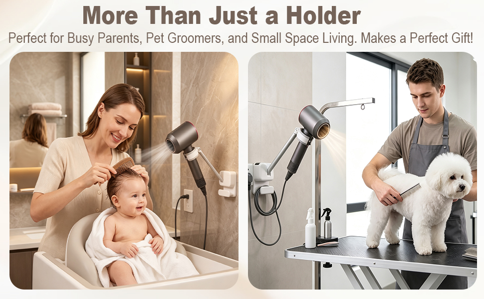 Hands Free Hair Dryer Holder Wall Mount