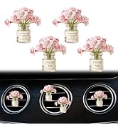 4 Pack Pink Flowers Car Vent Clips,Girl Girly Car Accessories for Women, Cute Car Decor Dashboard...