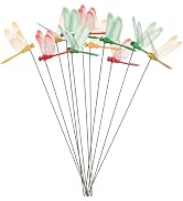 Hemoton 16Pcs Simulation Dragonfly Garden Decorations with Fluttering Wings Realistic Artificial ...