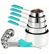 Bopei Measuring Cups and Spoons Set Stainless Steel 10 Piece for Cooking and Baking (5 Cups + 5 S...
