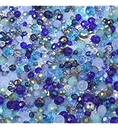 Songxi 1000pcs 4mm/6mm/8mm Blue Glass Beads for Jewelry Making, 10 Style 3 Size Crystal Beads for...