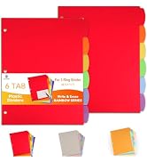 XUCHUN Binder Dividers with Tabs,6 TAB Plastic File Dividers for 3 Ring Binder,Write & Erase Big ...