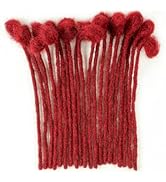 ADIASAI 0.6cm Width #Burgundy 6 Inch 30 Strands 100% Human Hair Loc Extensions Full Handmade Drea...
