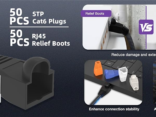 STP Cat6 connectors WITH Boots