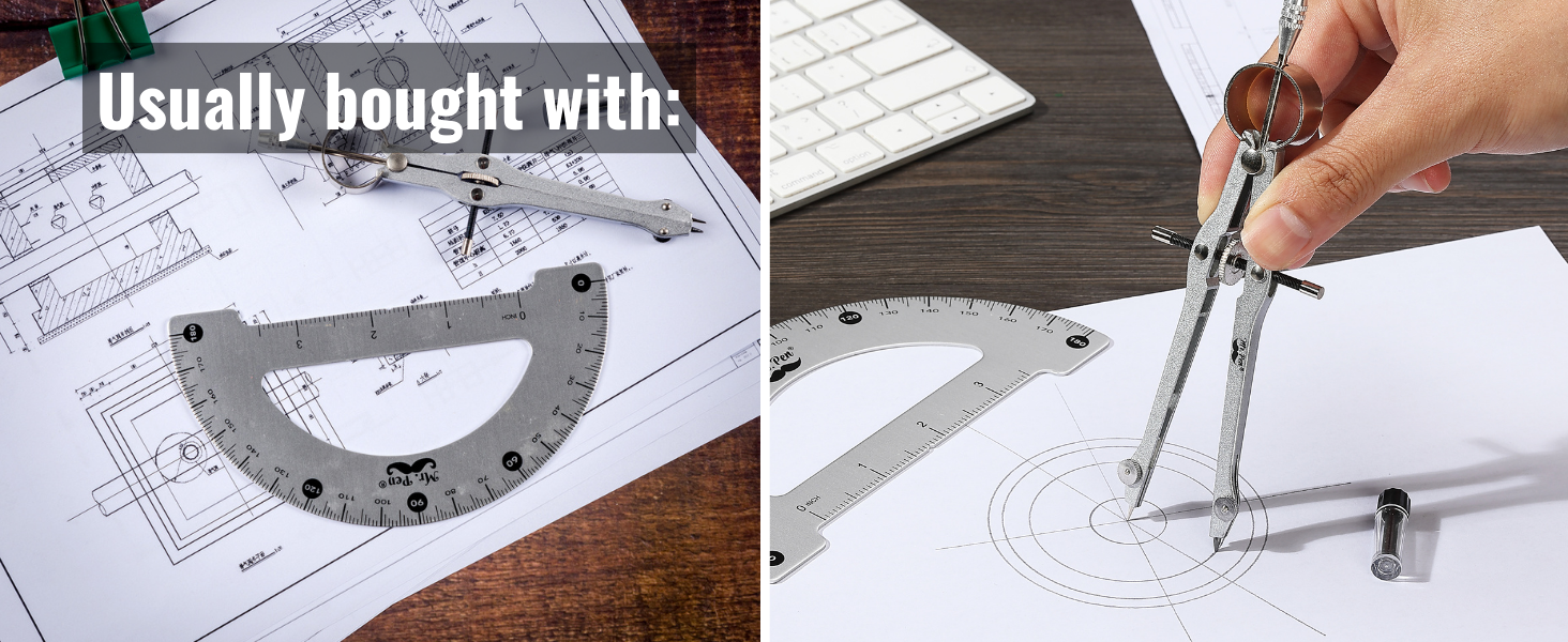 Mr. Pen- Metal Protractor and Metal Compass Set