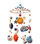 Glaciart One Space Nursery Mobile - Colorful Decor for Crib, Baby Rooms - Handmade, Child-Safe Wo...